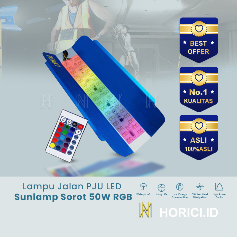 LAMPU JALAN 50W PJU LED SUNLAMP SOROT OUTDOOR PENERANGAN STREET LIGHT/ LAMPU JALAN LED RGB