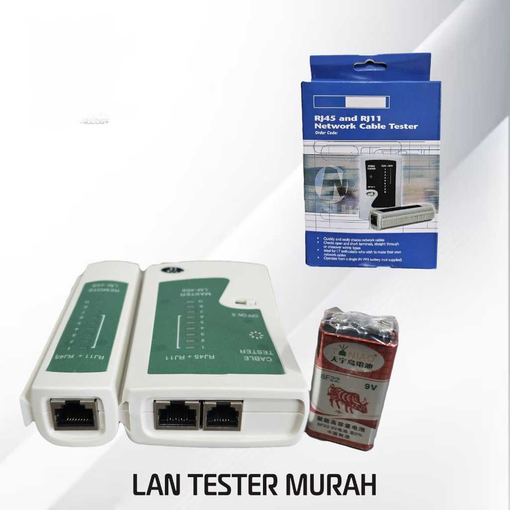 LAN Tester RJ45+RJ11 Alat Penguji Kabel LAN - Dengan Baterai