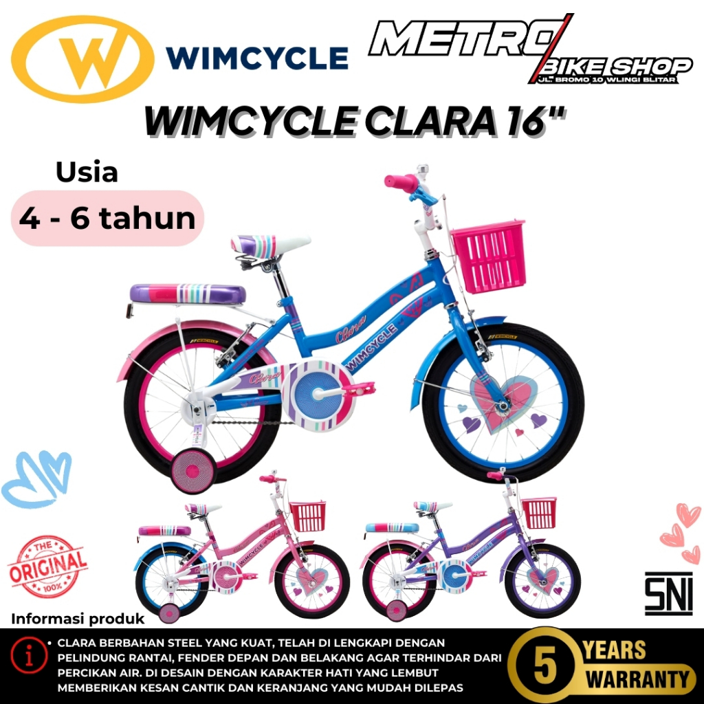 Sepeda anak Wimcycle Clara 16 inch Sepeda anak cewek anak perempuan