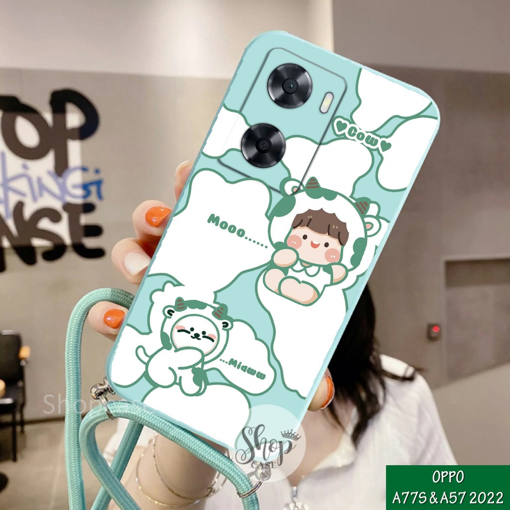 Softcase Motif + tali  Oppo A57 2022 Oppo A77S 2022 Case Oppo A57 2022 Case Oppo A77S 2022 Case Oppo