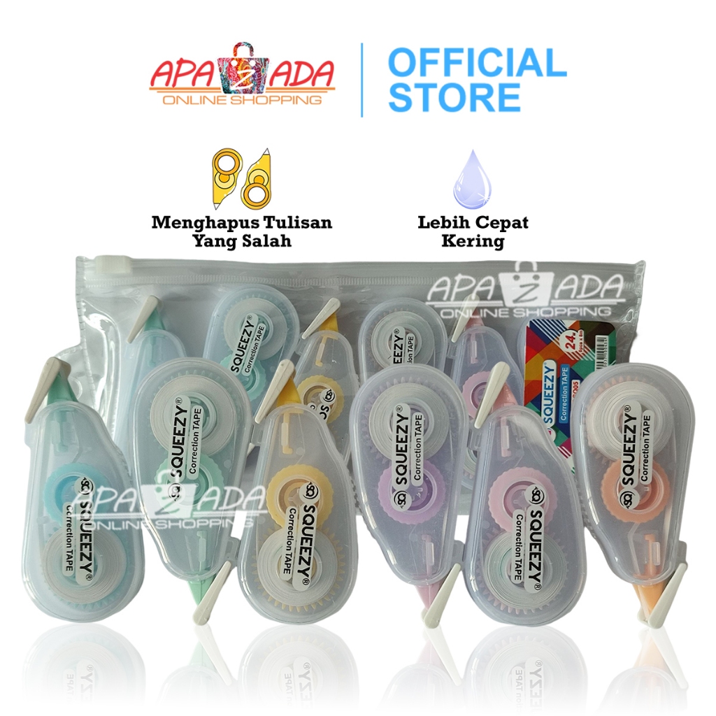 

Apazada - Correction Tape 24M Isi 6 / Tip Ex Kertas / Tip X Correction Pen CT-SQ05