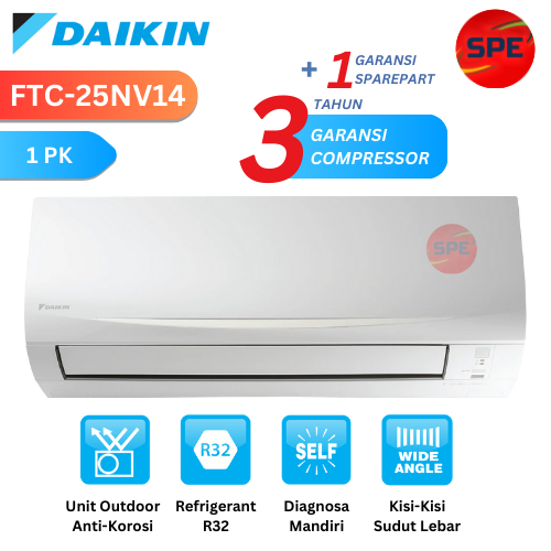 AC 1 PK DAIKIN STANDARD THAILAND FTC-25NV14 / FTC25NV14 GARANSI RESMI (MEDAN)