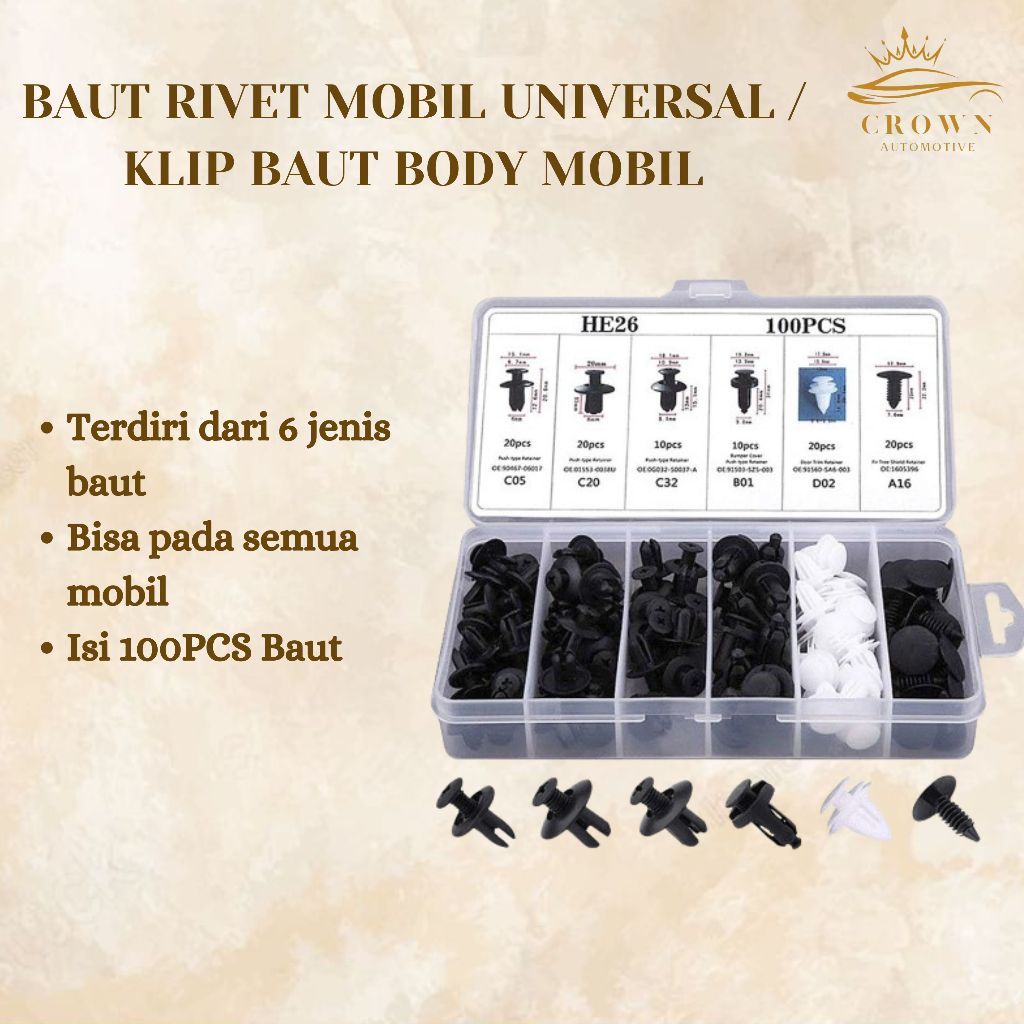 Baut Rivet Mobil Universal/ Klip Bumper Baut Body Plastik Mobil