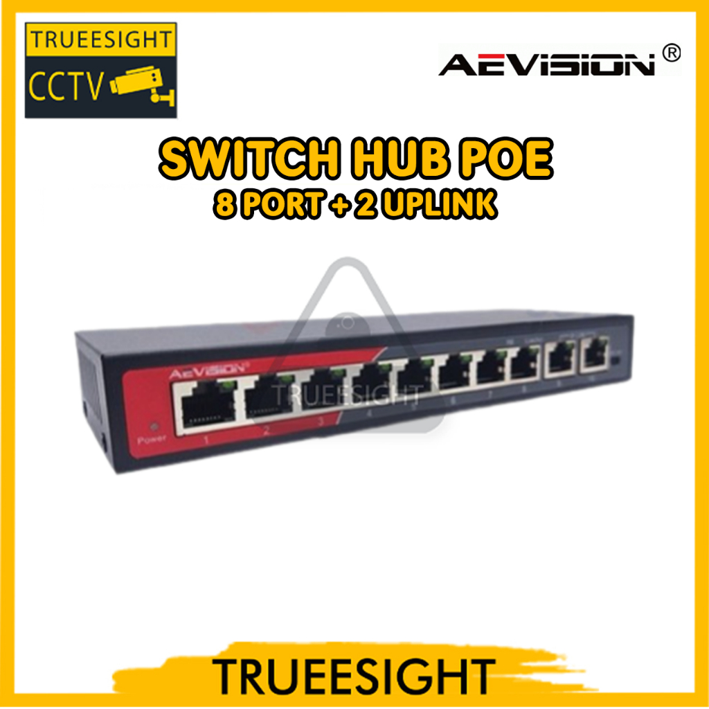 Switch HUB POE 8 PORT + 2 UPLINK Merk AEVISION