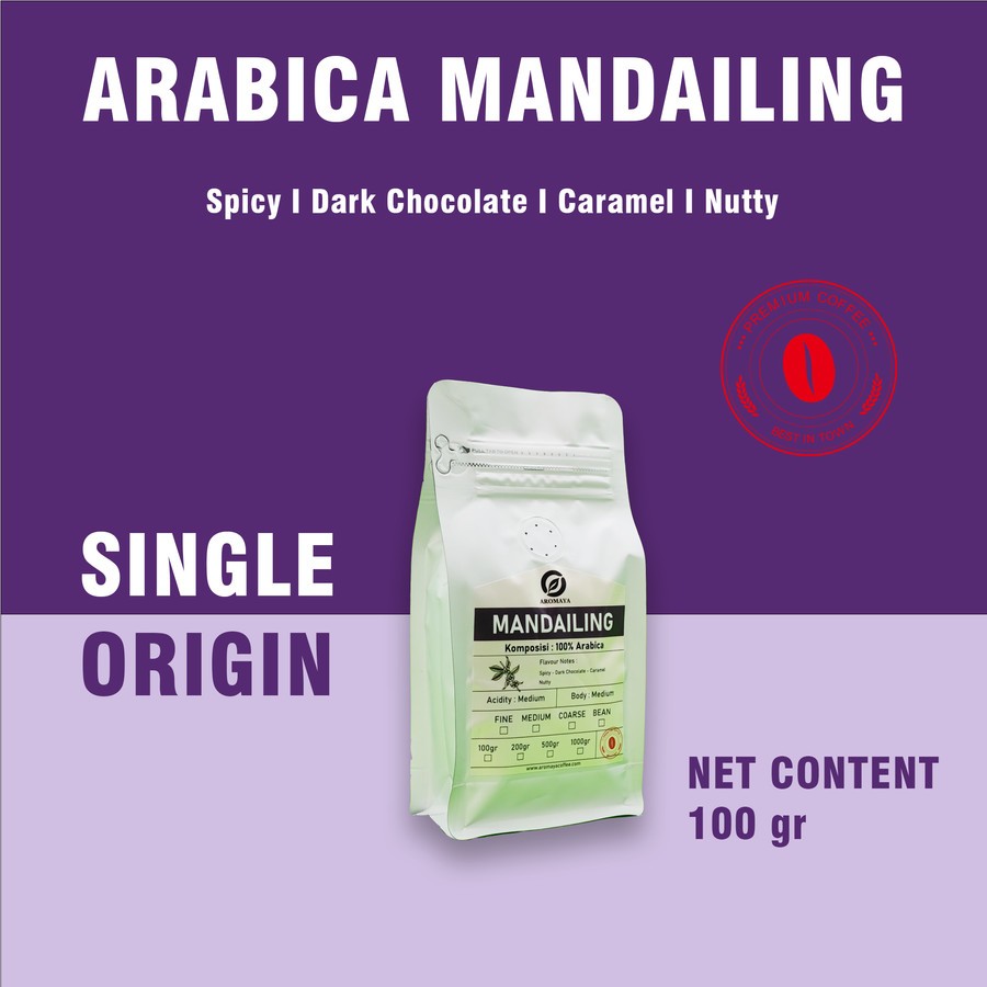 

AROMAYA Kopi Arabika Mandailing Arabica Coffee 100 gram