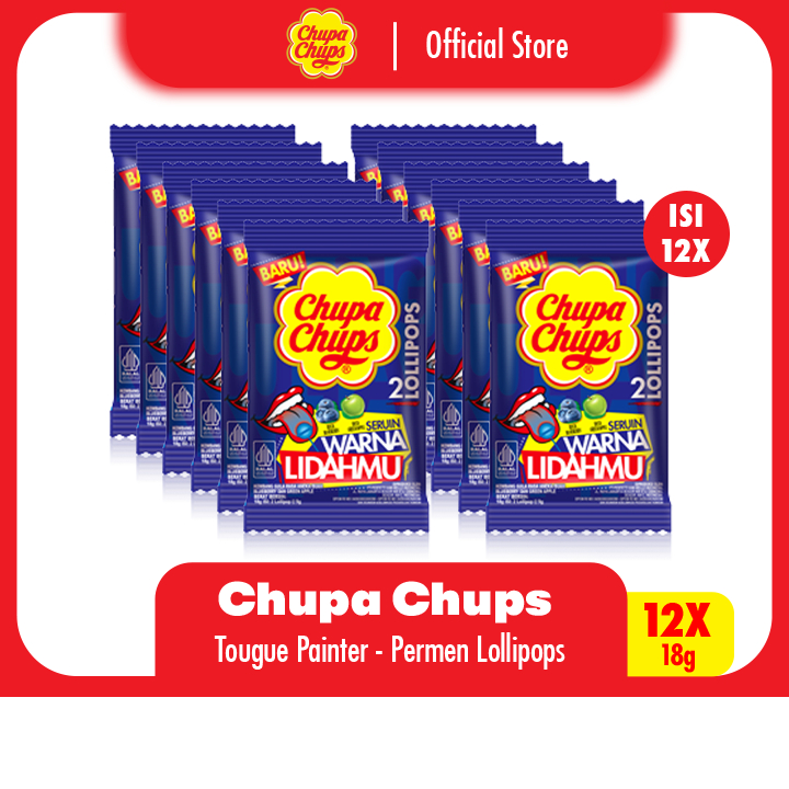 

Chupa Chups Lollipops Tongue Painter 18g - Permen Lollipop Rasa Blueberry (1 Box)