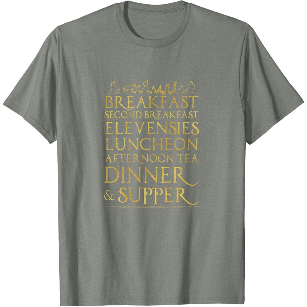 Baju Kaos Dewasa Lord Of The Rings Breakfast Second Breakfast More T-Shirt Pakaian Fashion Atasan Di