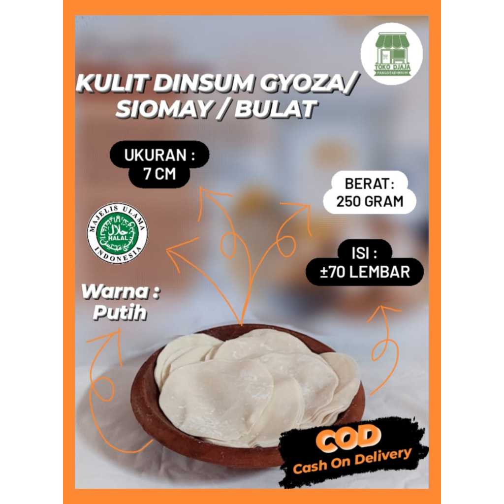 

Kulit Dimsum Kulit Siomay Gyoza Bulat Diameter 7cm Isi 250gram Warna Putih Halal Enak Bergizi Tipis Elastis Tanpa Pengawet