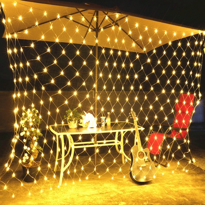 Lampu Jaring Dekorasi Ruangan Taman Cafe Ukuran 3x2 Meter / Lampu Natal Jala LED Warm White