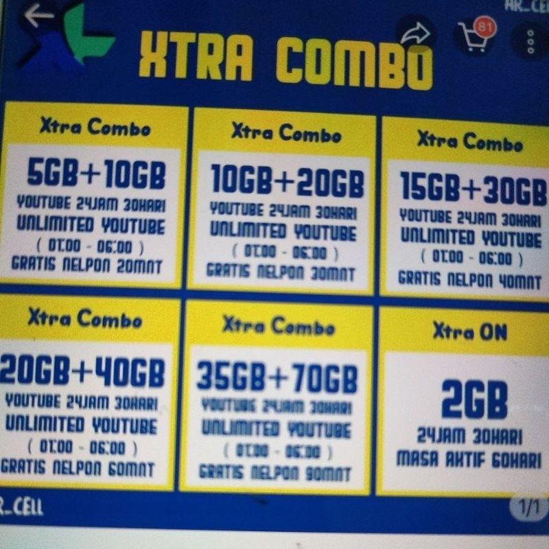PROMO TERMURAH ISI ULANG KUOTA XL XTRA COMBO PLUS | COMBO VIP | AKRAB DAN COMBO FLEX