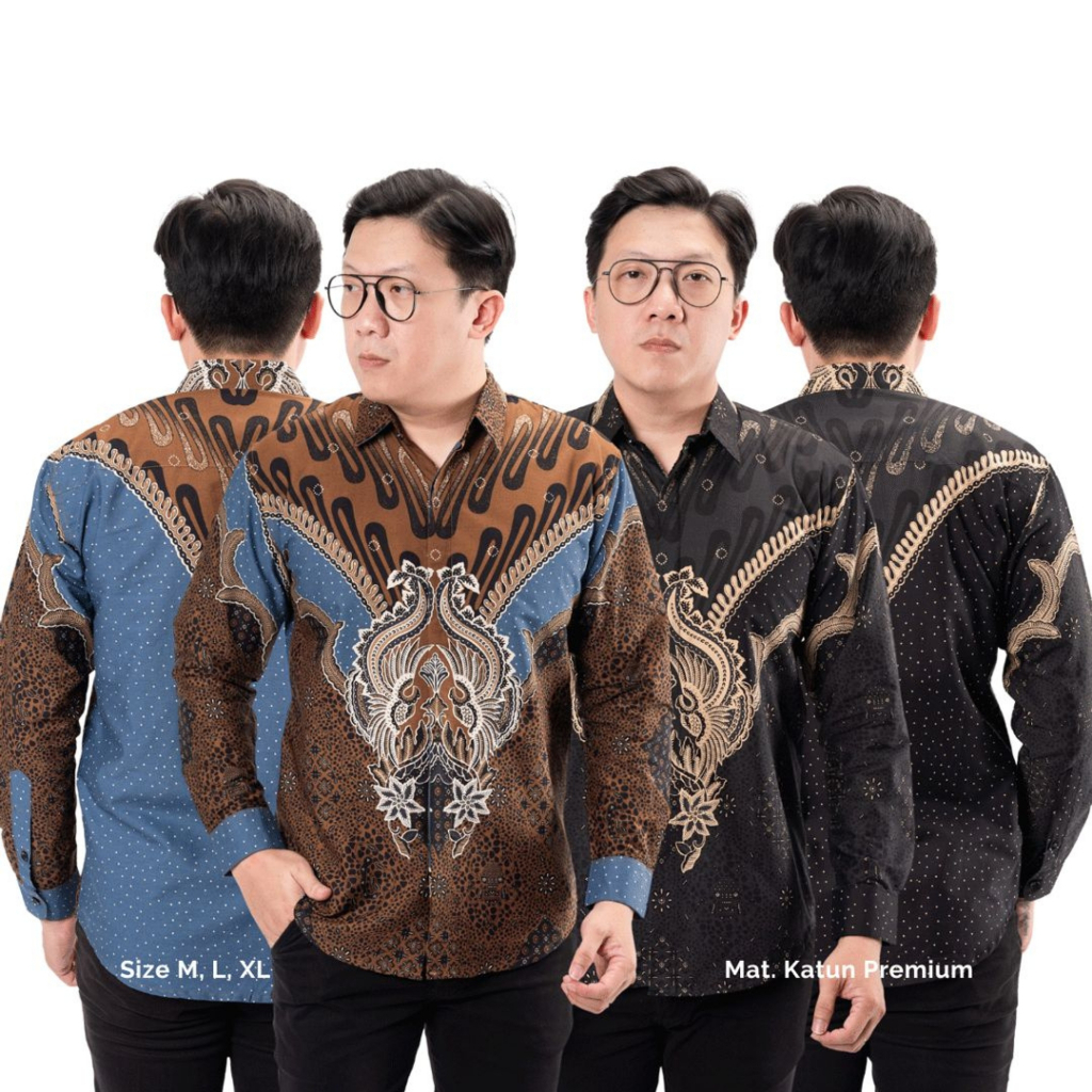 Baju Kemeja Batik Pria Azril Modern Katun Premium Original Lengan Panjang