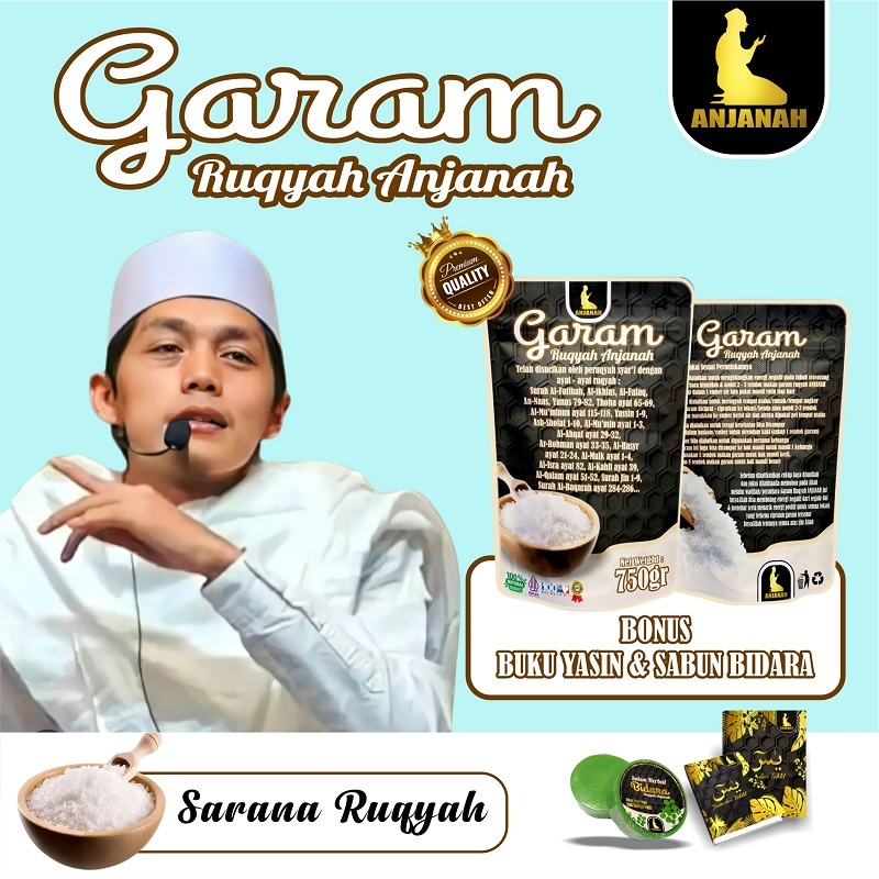 

GARAM RUQYAH ANJANAH 750Gram PENARIK REJEKI PELARISAN USAHA SEPI MEMBUKA AURA PAGAR GAIB RUMAH &TOKO