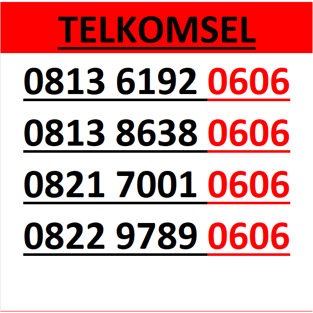 nomor cantik simpati telkomsel seri 0606 murah lengkap w200
