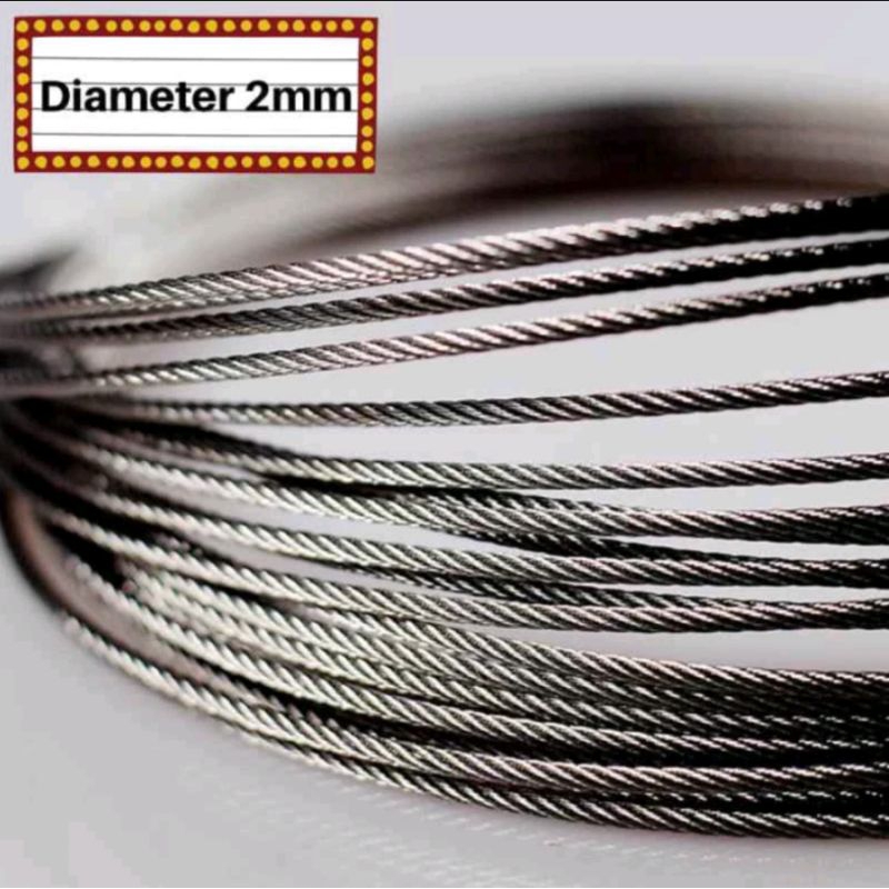 10 meter Seling baja Galvanis diameter 2 mm// kawat Seling baja