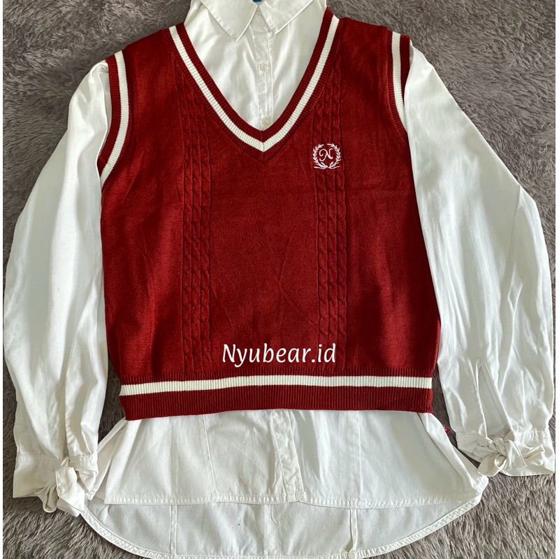Korean School Girl Vest | vest sekolah korea | vest rajut | vest korea