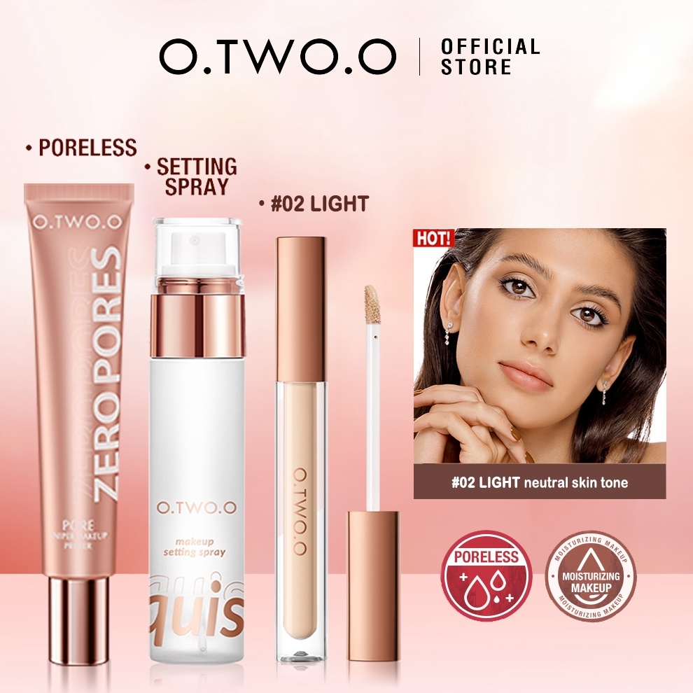 KODE R68R OTWOO 3pcsset Primer Base Makeup Cream  Concealer Cair Full Coverage  Spray Setting Makeup