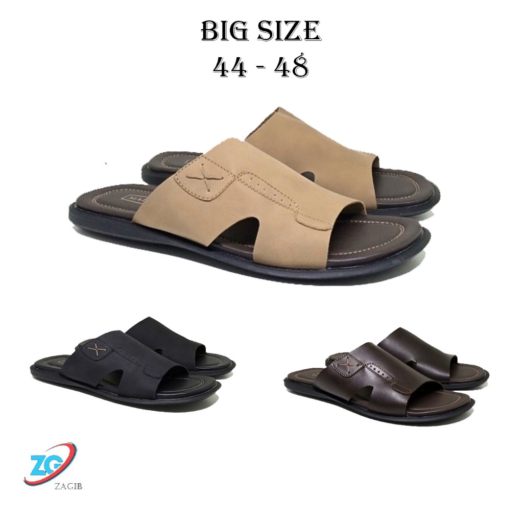 Zagib Cipot's Slide Big Size 44-48 Sandal Selop Pria Kulit Asli 100% Garut