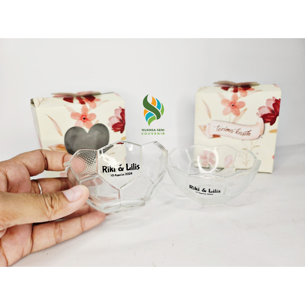 Souvenir Mangkuk Kaca Kecil Mangkok Sambal Kaca Motif Mangkuk Sablon