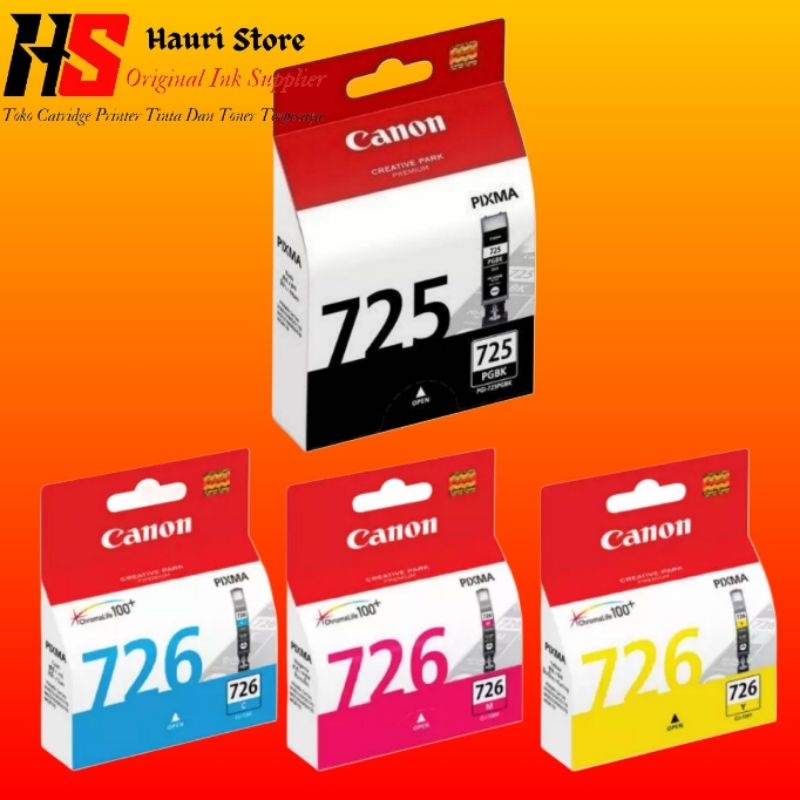 Paketan Catridge Tinta Canon PGBK 725 Black Dan CLI 726 Colour Original