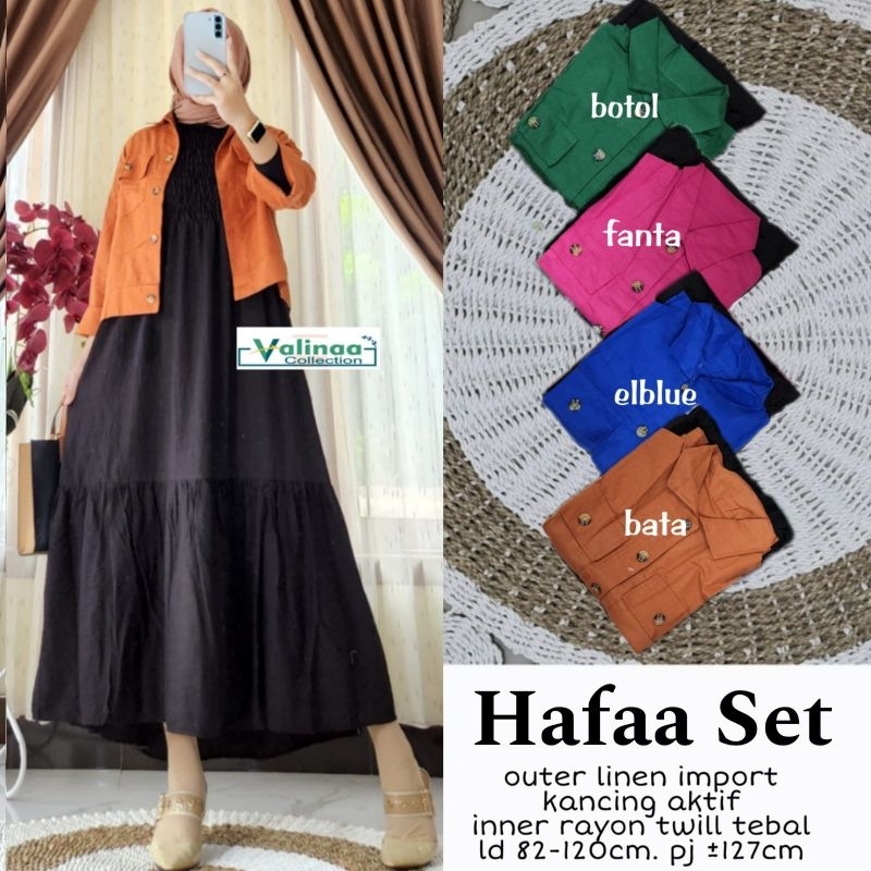 Valinaa - Hafaa Set Wanita • Outer Linen Import Kancing Aktif Rayon Twill Tebal
