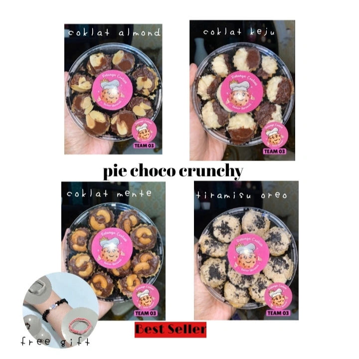 

Pie Choco crunchy by Ratunya Cookies | coklat mente | coklat almod | coklat keju | tiramisu oreo | cemiran viral best seller