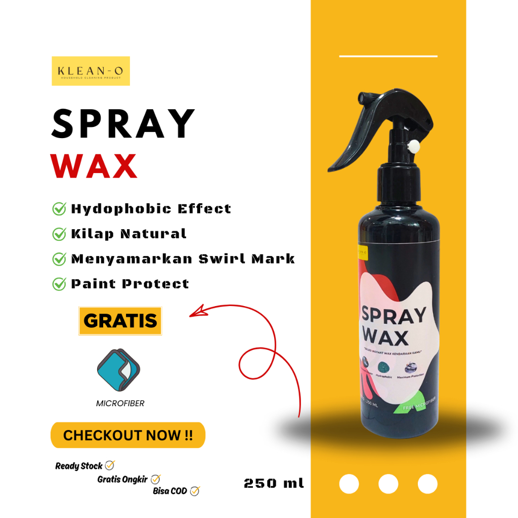 Spray Wax Pengkilap Cat Hydrophobic Pelindung Sinar UV Wax Cair Sealant Mobil Motor Kleano