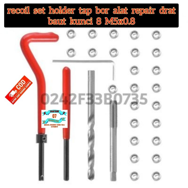 recoil set holder tap bor. alat repair drat baut kunci 8. M5x0.8