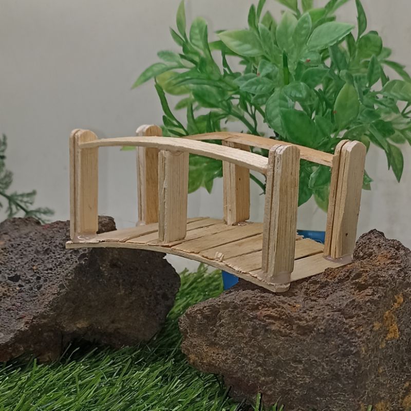 miniatur jembatan kayu desa aquascape paludarium