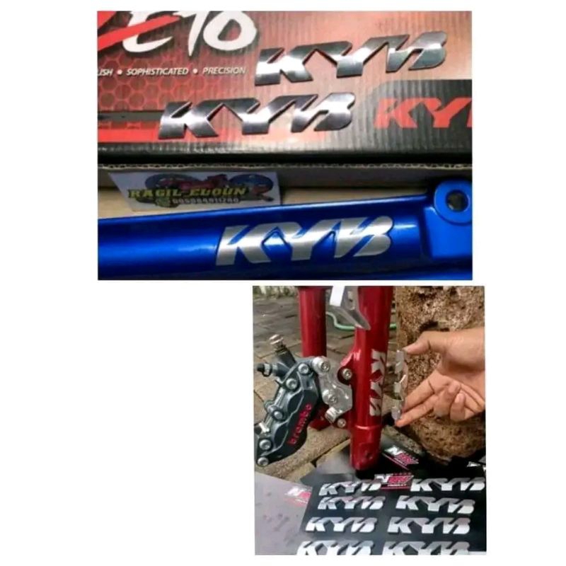 Emblem kyb logo KYB shock depan cocok semua motor DAPAT 2 PCS EMBLEM KYB