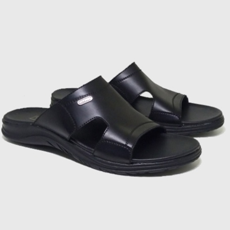 VP Sandal Selop Pria / Bapak2 Orang Tua -Sandal Slider Kulit Hitam Ringan Empuk kuat