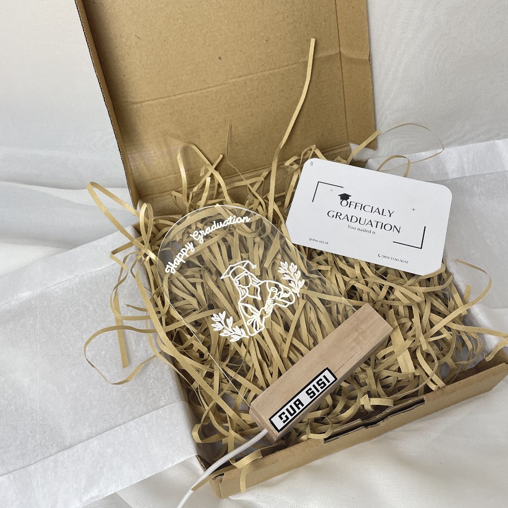 Hampers Graduation Cewek & Cowok  Akrilik LED - Graduation Gift Hampers - Hadiah Kado Sidang Skripsi
