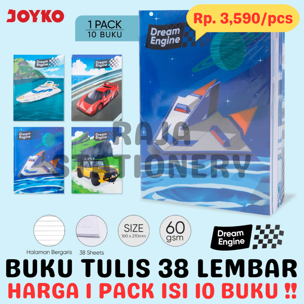 

BUKU TULIS 38 LEMBAR GARIS JOYKO NOTEBOOK RULED A5 BUKU TULIS SEKOLAH ANAK PACK NB-737 [10PCS]
