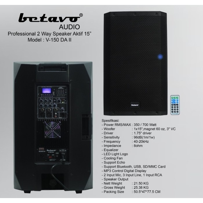 PROFESSIONAL ACTIVE SPEAKER V-150 DA II BETAVO SPEAKER AKTIF