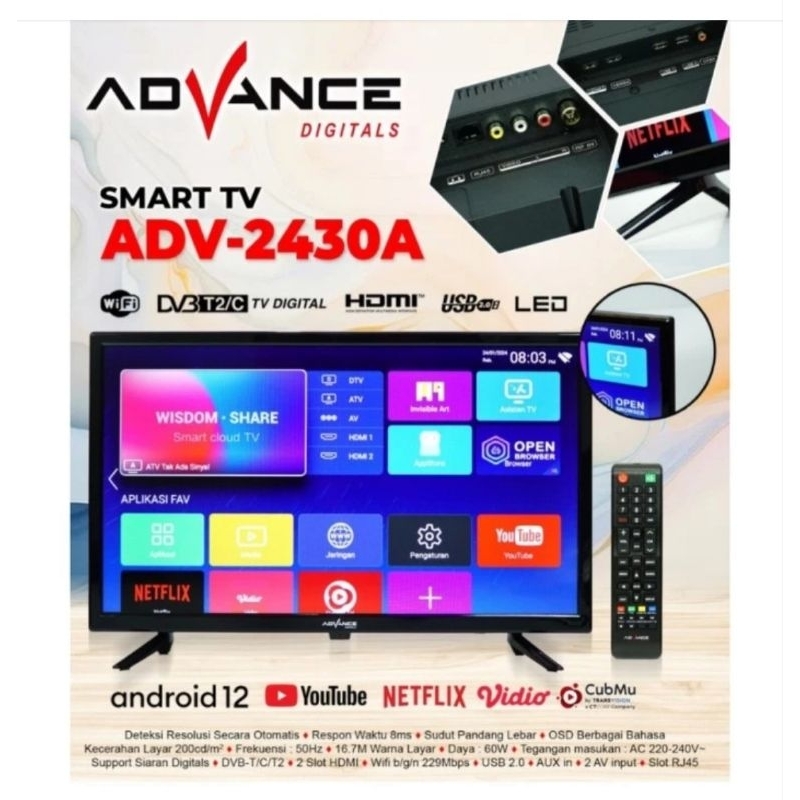 TV LED ADVANCE 24INCH ANDROID SMART TV ADV-2403A