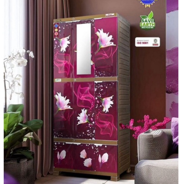 lemari plastik napolly IMID 3509 LEMARI PLASTIK 3 PINTU KACA
