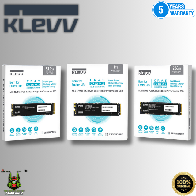 KLEVV SSD CRAS C710 256GB-512GB-1TB M.2 2280 NVMe PCle Gen3 x4 | R1950MB/s W1250MB/s
