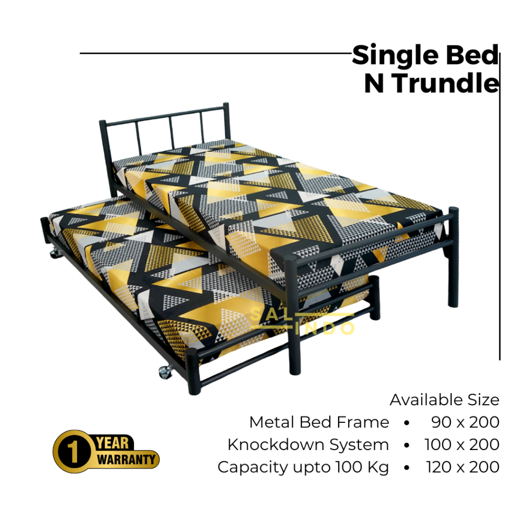 Ranjang Besi Tingkat Single and Sorong Metal Bed 90X200 100X200 120X200 (SS)