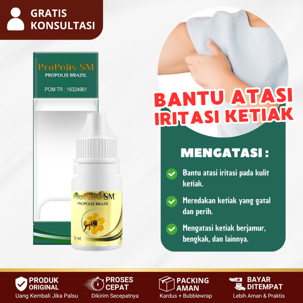 Obat Iritasi Ketiak, Ketiak Gatal Dan Hitam, Berjamur, Lecet, Perih, Bengkak, Sakit - Propolis SM