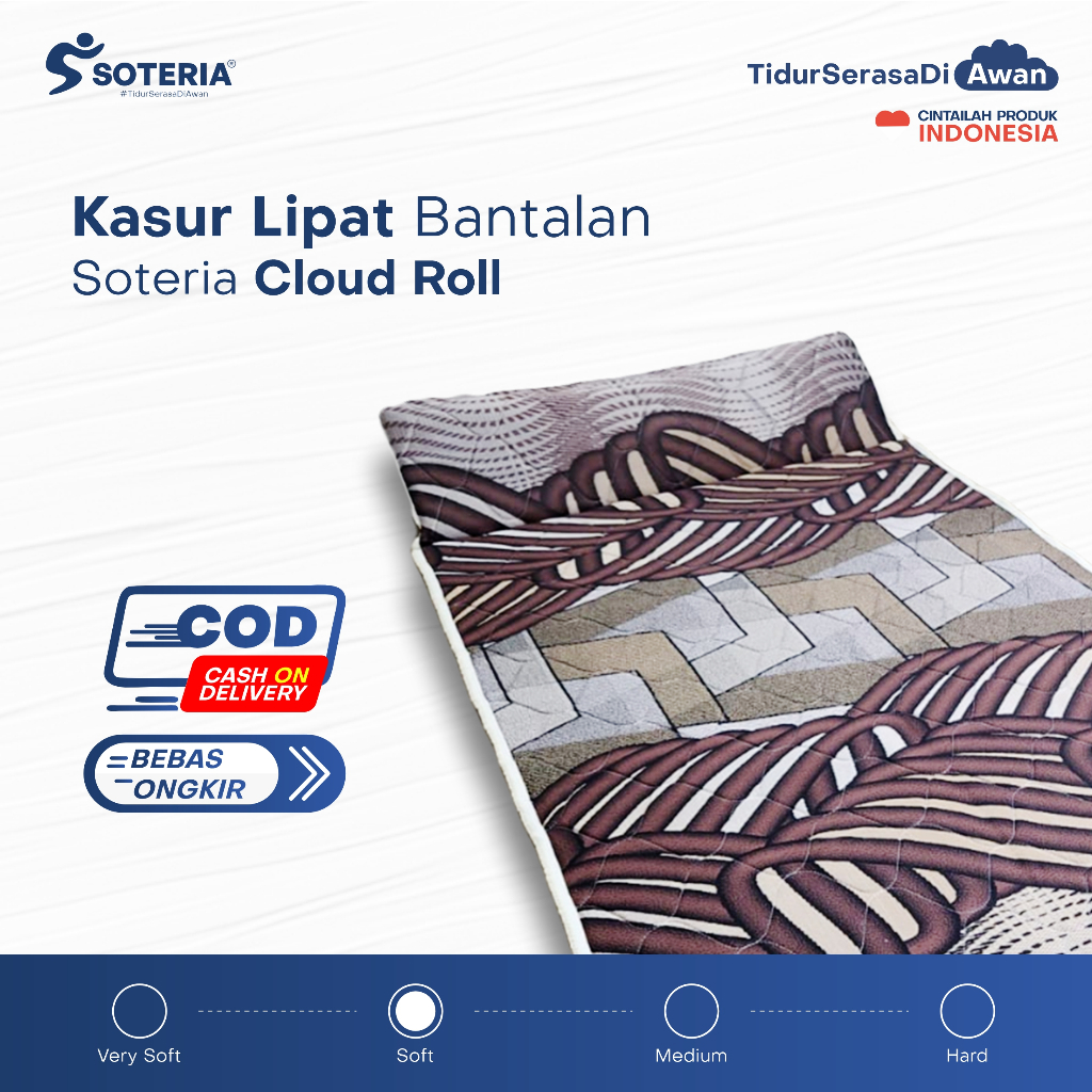 RB [CUCI GUDANG SALE BERKAH COD & FREE ONGKIR] Soteria CloudRoll Kasur Lipat Tebal Anti Kempes /