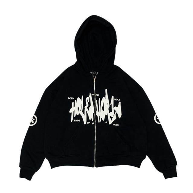 Holephoria - Zip Hoodie Boxy Cut Black