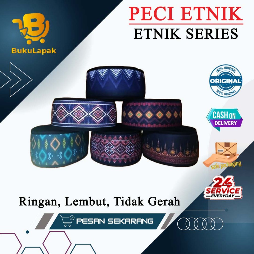 Peci Etnik Bentuk Oval Seri Etnik - Peci Etnik - Songkok Etnik - Kopiah Etnik