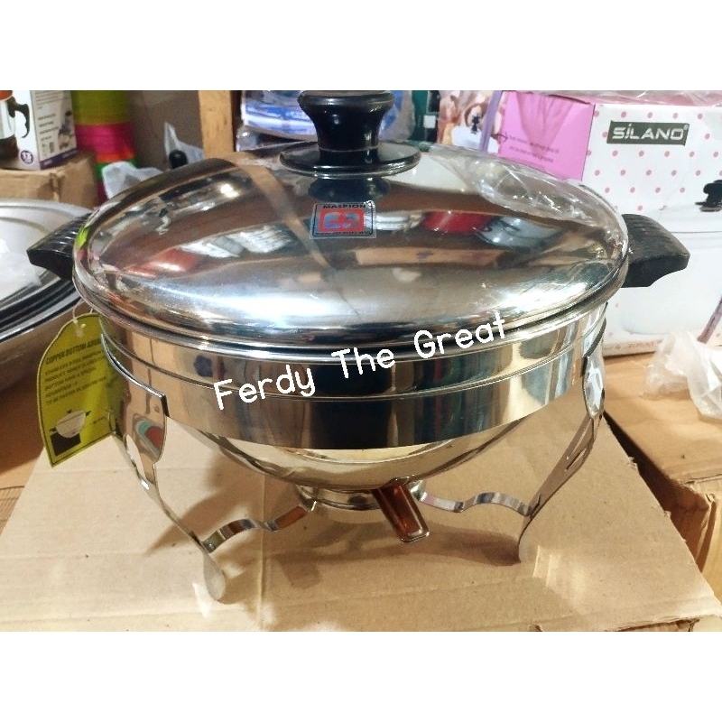 Chafing dish maspion 30cm stainless / prasmanan stainless maspion 30cm tebal ORI / tempat sayur / pr