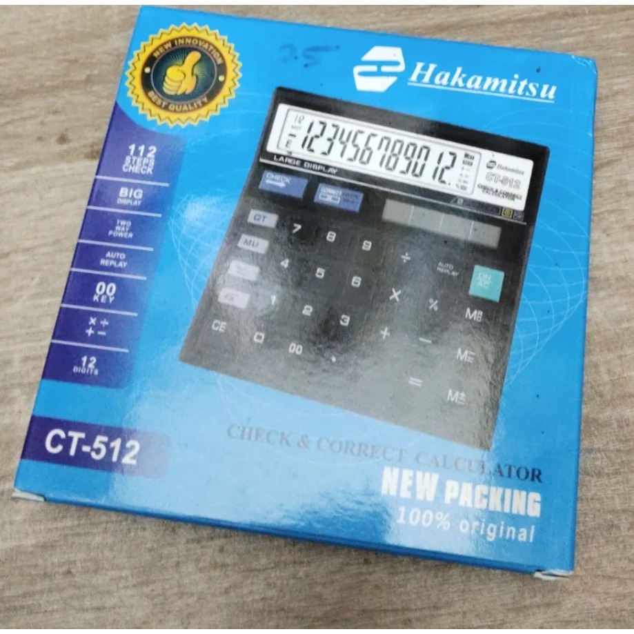 

COD- Hakamitsu Kalkulator CT-512 12 Digit / Calculator Check & Correct Dual
