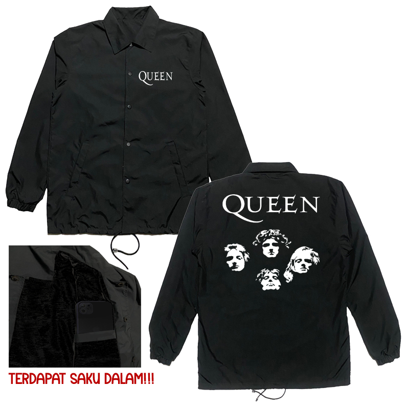 Jaket Windbreaker Band Queen | Jaket Coach | Jaket Windproof | Jaket Band | Jaket Musik | Bootleg