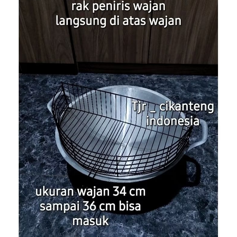 rak peniris minyak langsung di atas wajan bahan besi cat coating tahan karat aman buat masakan anti 