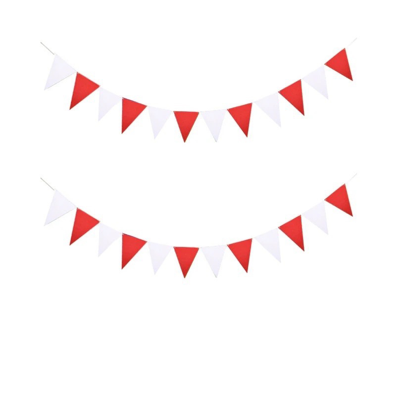 Banner segitiga warna merah putih polos bunting flag baner garland backdrop spanduk hut ri kemerdeka