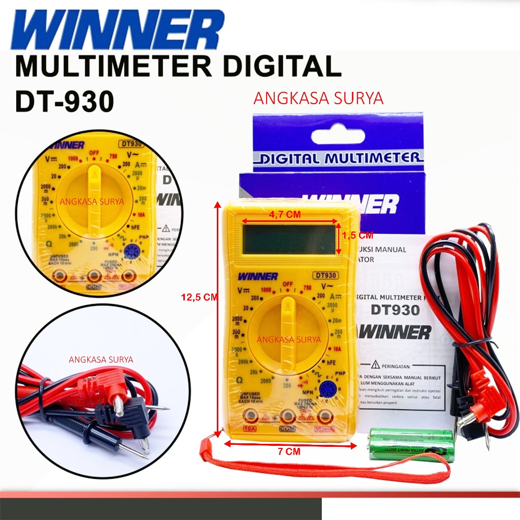 Multimeter / Tester Digital Winner DT930 / HY930 Original / Avo Avometer Multitester Digital Winner 