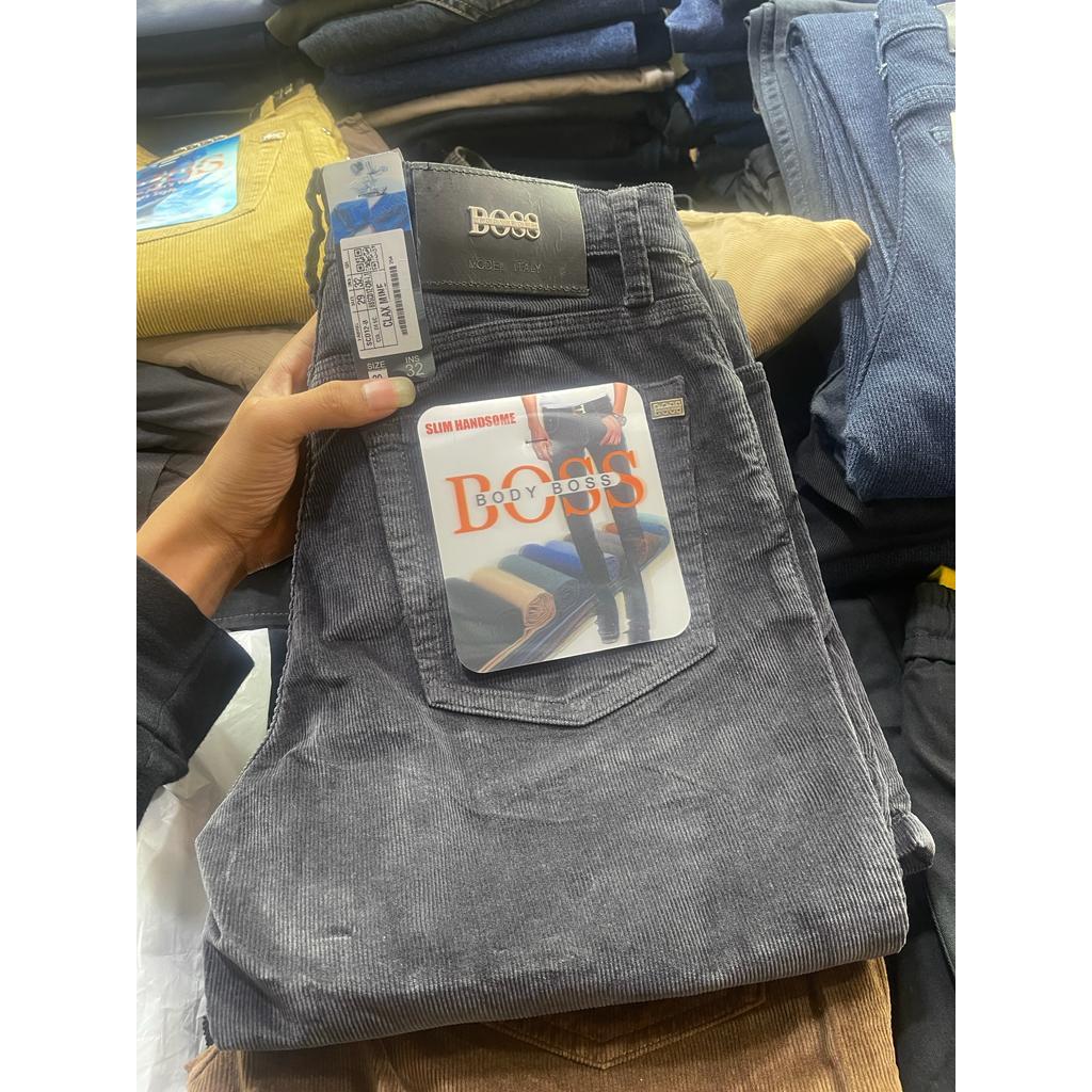 Celana Pria Corduroy Stretch ZG BOSS Grey (Abu Kodoray) -Regular Fit