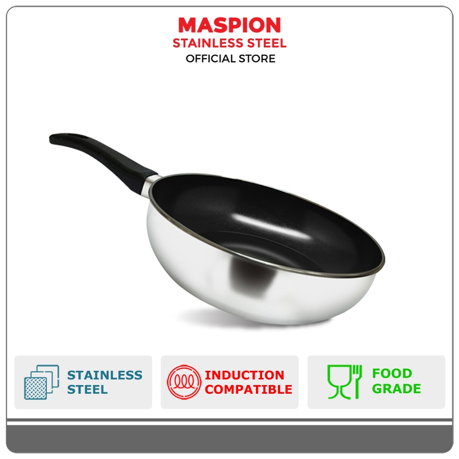 Maspion Frypan Wok Capsul Stainless Steel Anti Lengket 26 cm