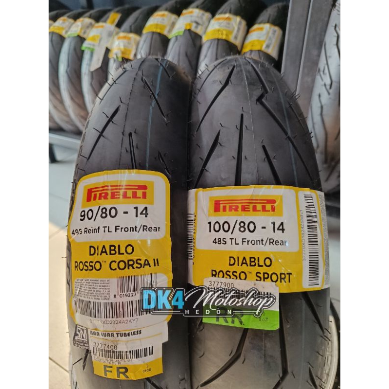 Paket Ban Pirelli Diablo rosso Corsa 2 90/80-14F & Drs 100/80-14R Vario, Beat, Lexi